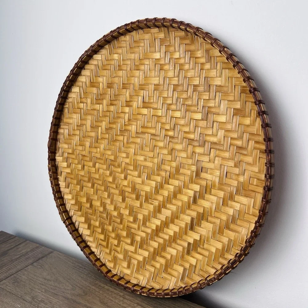 Vintage Chinese Style Bamboo Winnowing Basket Tray 16